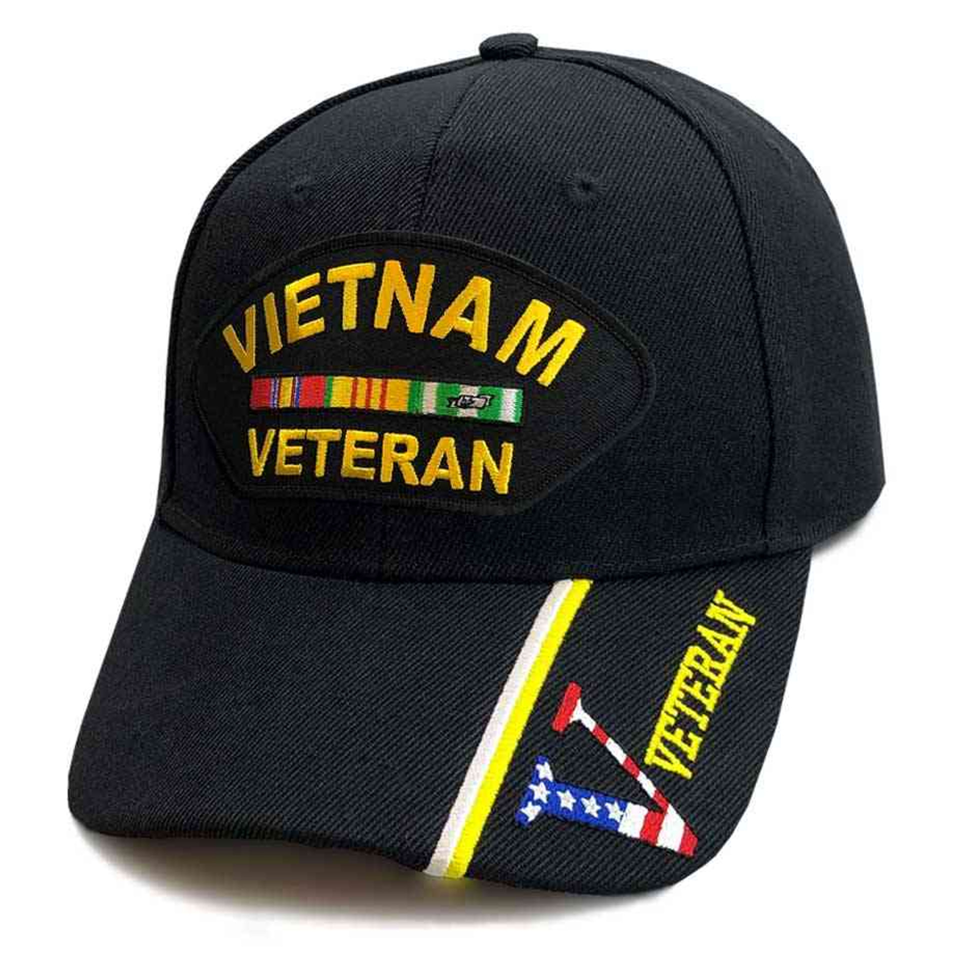 Vietnam Veteran Hat with Ribbons and V Veteran Graphic