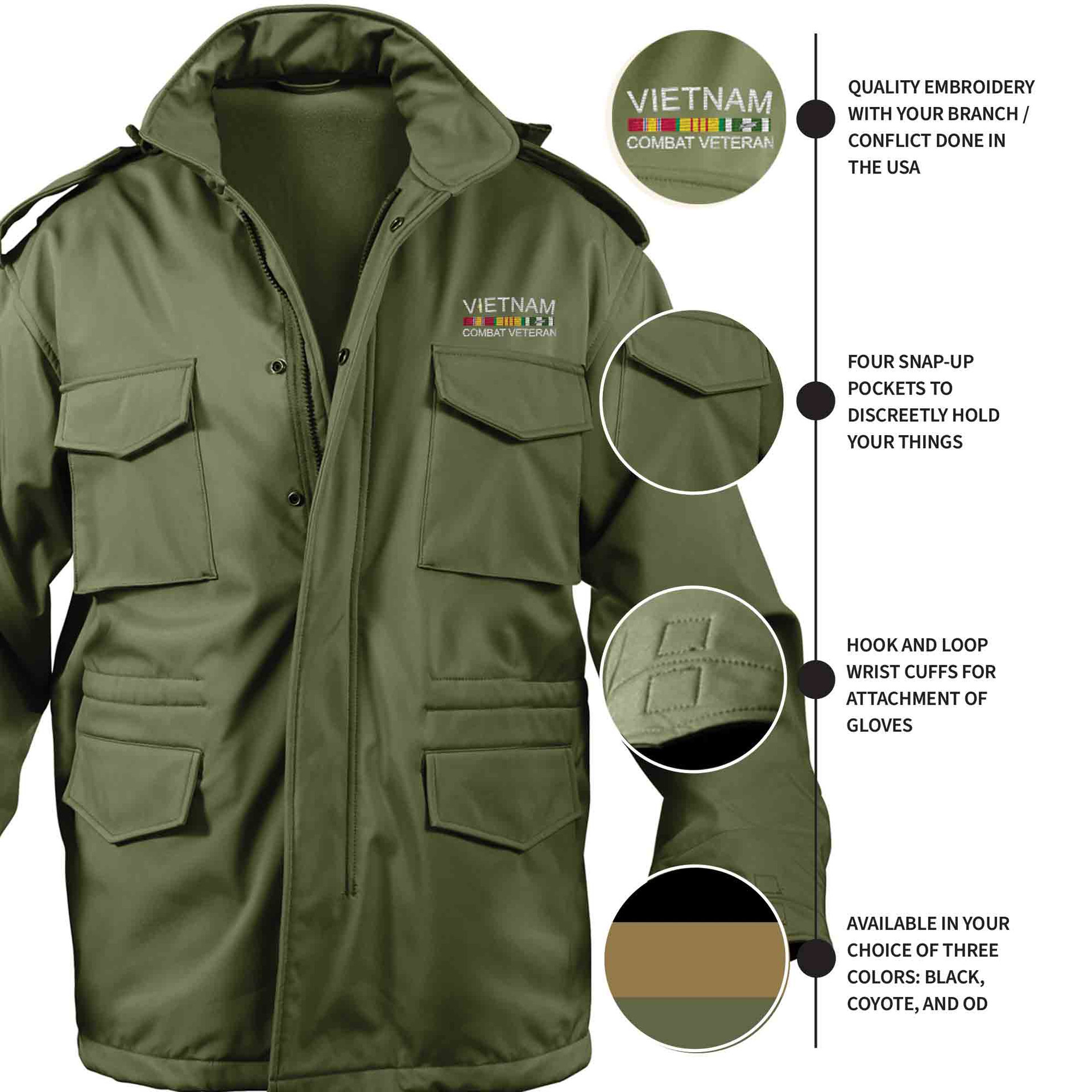 Vietnam Combat Veteran Soft Shell M-65 Tactical Jacket