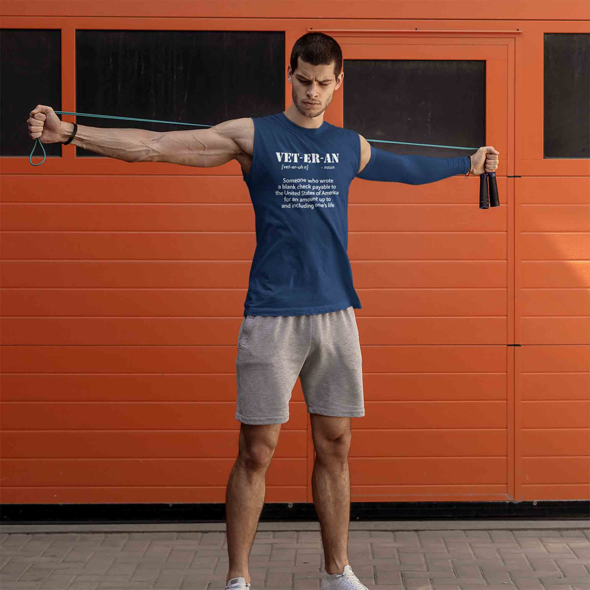 Veteran Definition Sleeveless Shirt with Meaning of Veteran Text