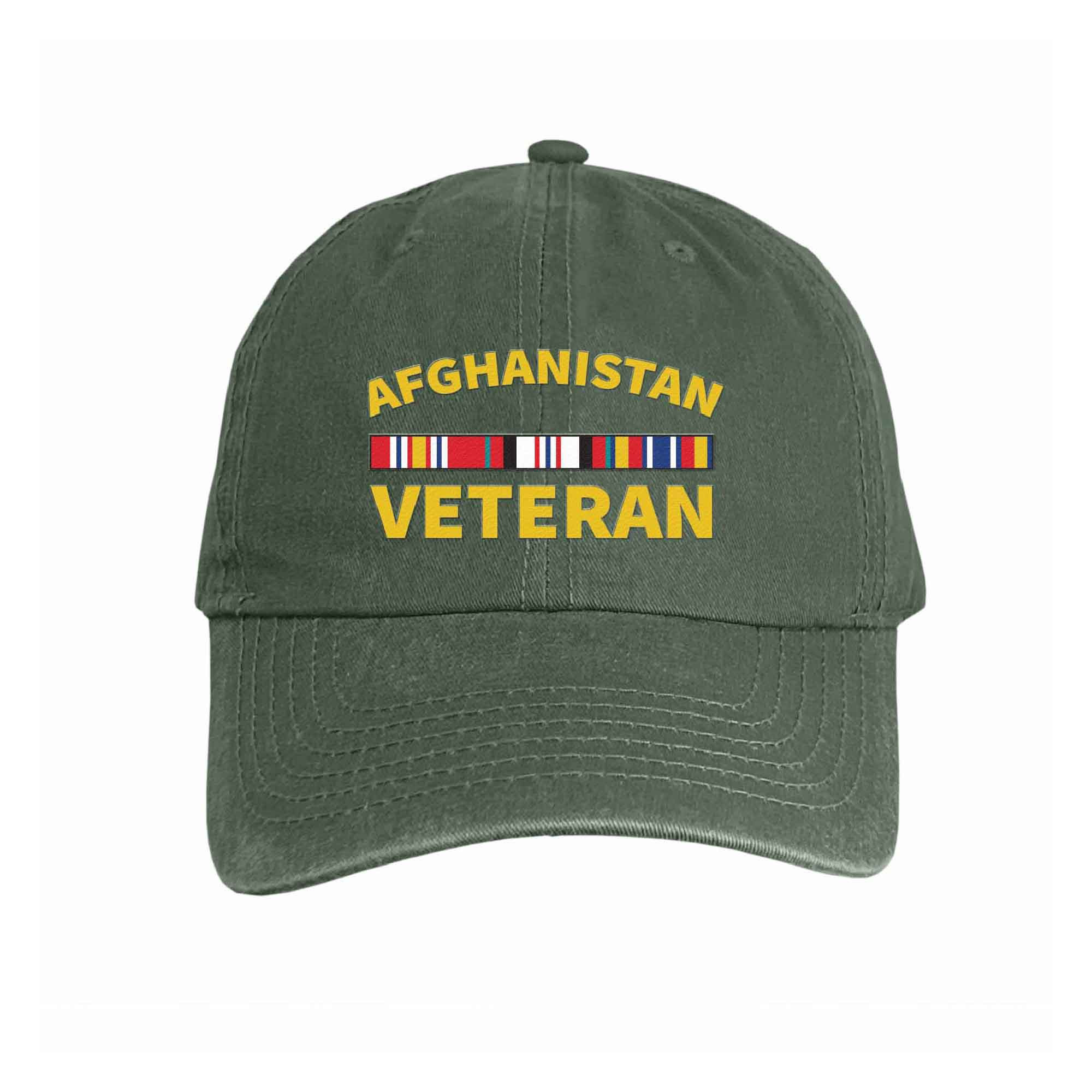 Afghanistan Veteran Embroidered Hat with Service Ribbon