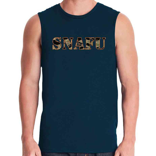 snafu navy blue sleeveless shirt