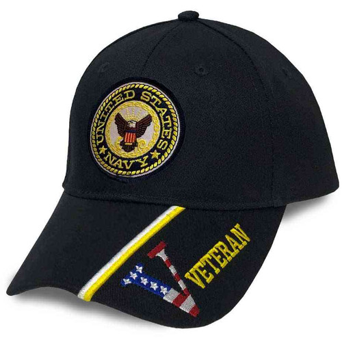 United States Navy Hat with Eagle Emblem and V Veteran Graphic