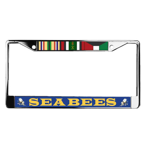 navy seabees gulf war ribbon license plate frame