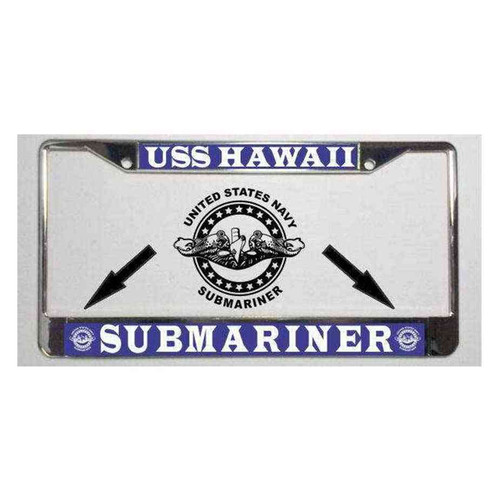 navy submarine badge uss hawaii license plate frame