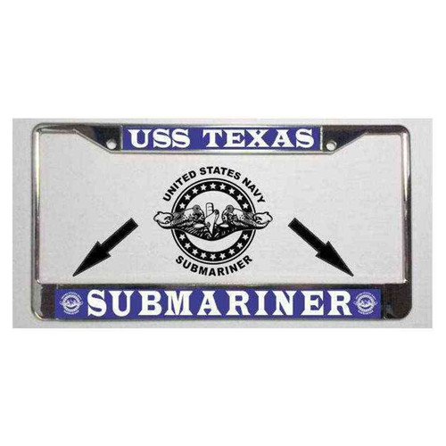 navy submarine badge uss texas license plate frame