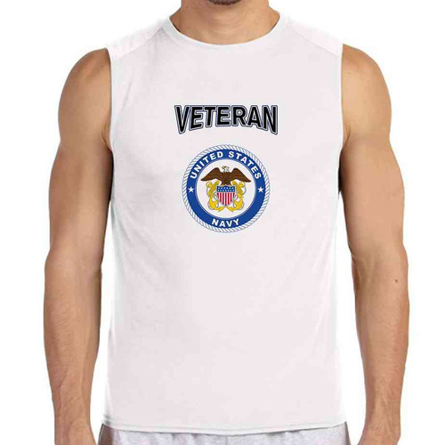 officially licensed u s navy emblem anchor veteran white sleeveless shirt