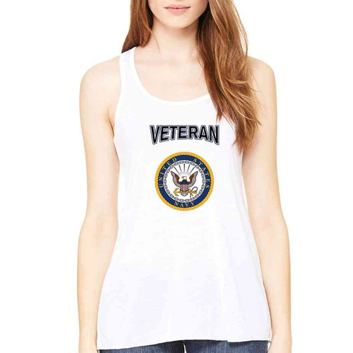 officially licensed u s navy gold emblem veteran ladies white tank top