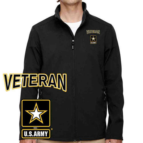 officially licensed us army veteran logo embroidered softshell jacket
