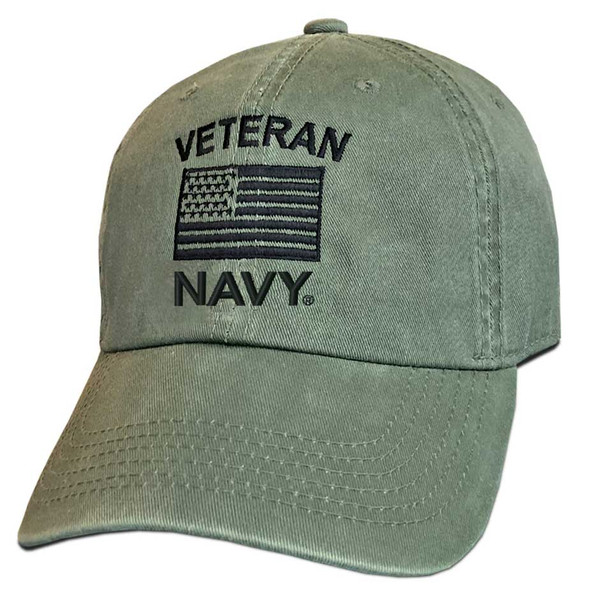 US Navy Veteran Hat with Embroidered Flag