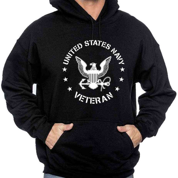 US Navy Veteran Hooded Sweatshirt with Eagle Emblem