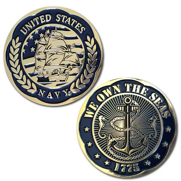 US Navy Challenge Coin with Anchor Graphic