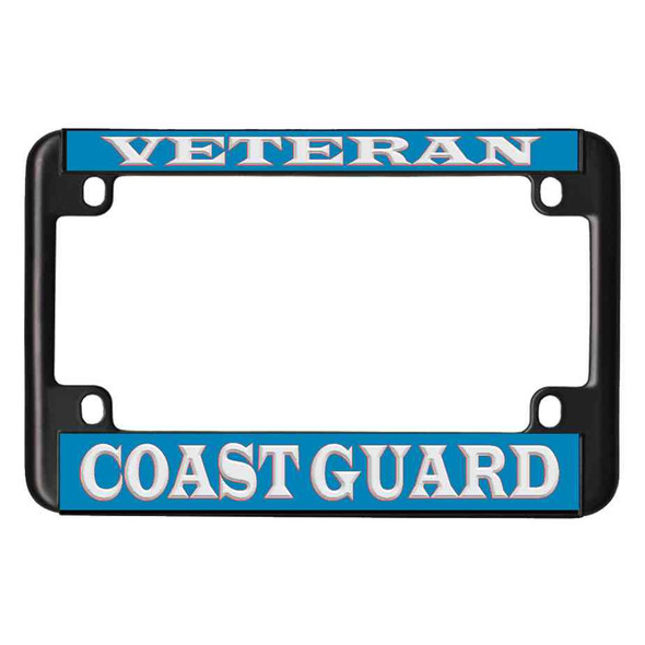 Coast Guard Veteran Blue & Black Metal Motorcycle License Plate Frame