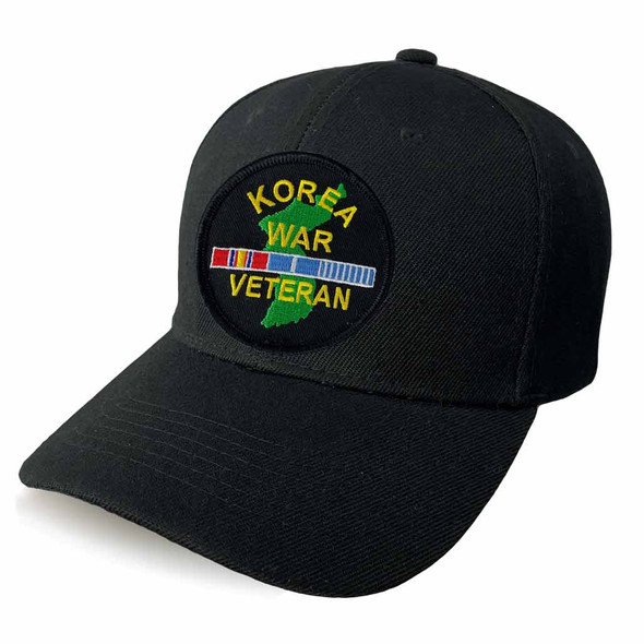 Korean War Veteran Country and Ribbon Patch Hat 3 inch round patch with ribbons and shape of Korea