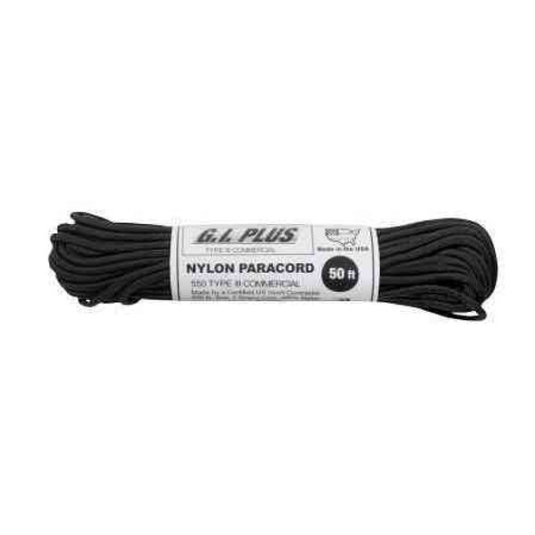 Black 50 ft. 550lb Type III Commercial Paracord black rope