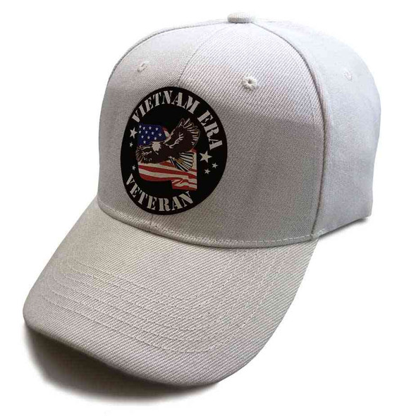 vietnam era veteran eagle vinyl emblem white hat