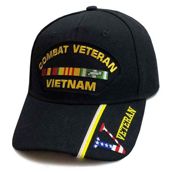 combat veteran vietnam custom edition hat in black veteran