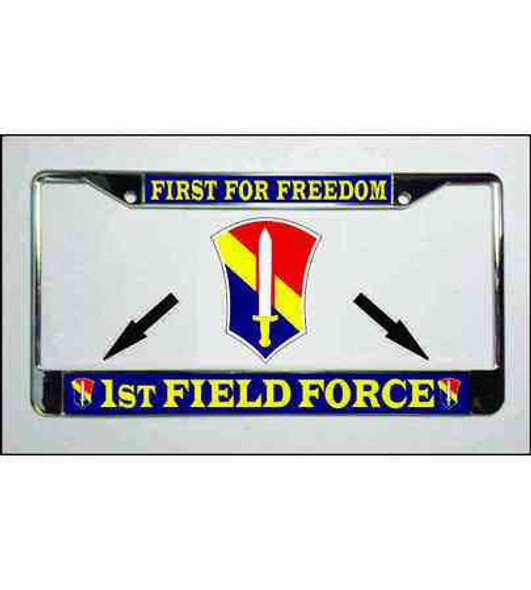 army 1st field force first for freedom license plate frame