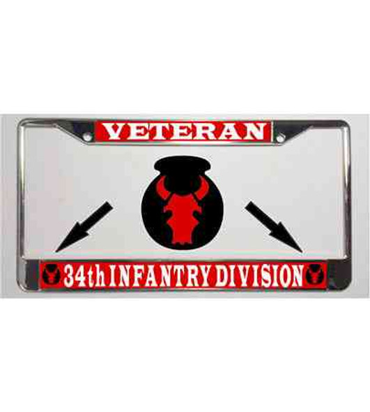 army 34th infantry division veteran license plate frame