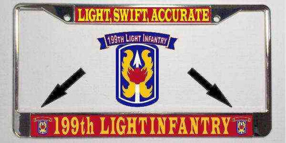 army 199th light infantry motto license plate frame
