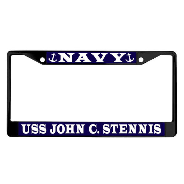 uss john c stennis powder coated license plate frame