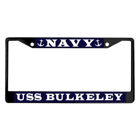 uss bulkeley powder coated license plate frame