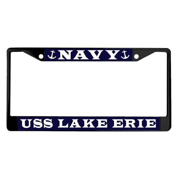 uss lake erie powder coated license plate frame