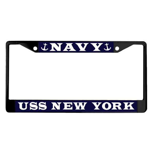 uss new york powder coated license plate frame