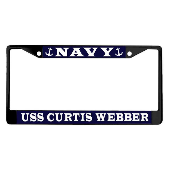 uss curtis webber powder coated license plate frame