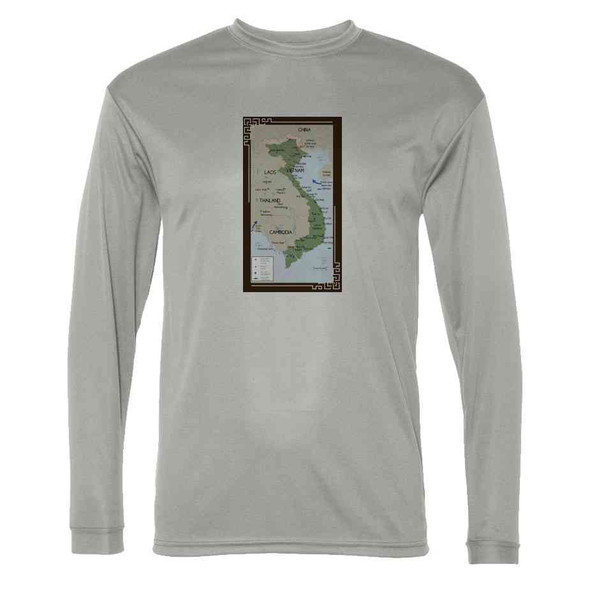 vietnam map bases grey long sleeve shirt