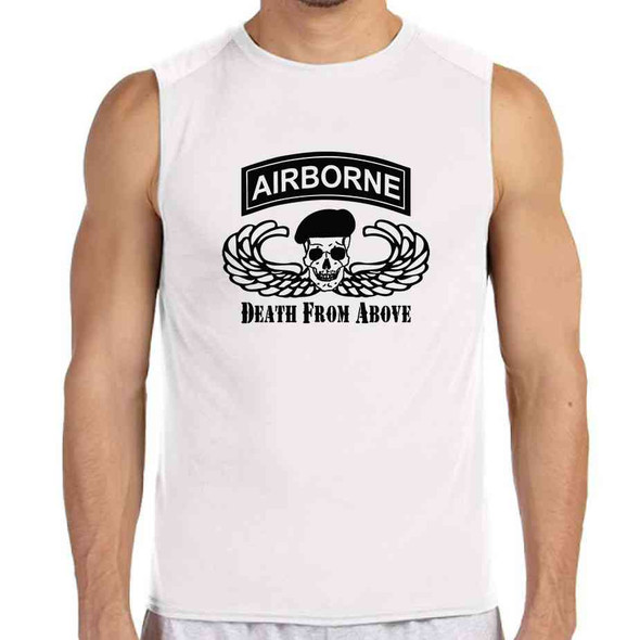 airborne death from above white sleeveless shirt