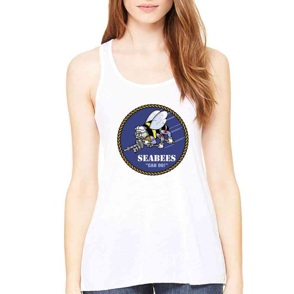 officially licensed u s navy seabees ladies white tank top