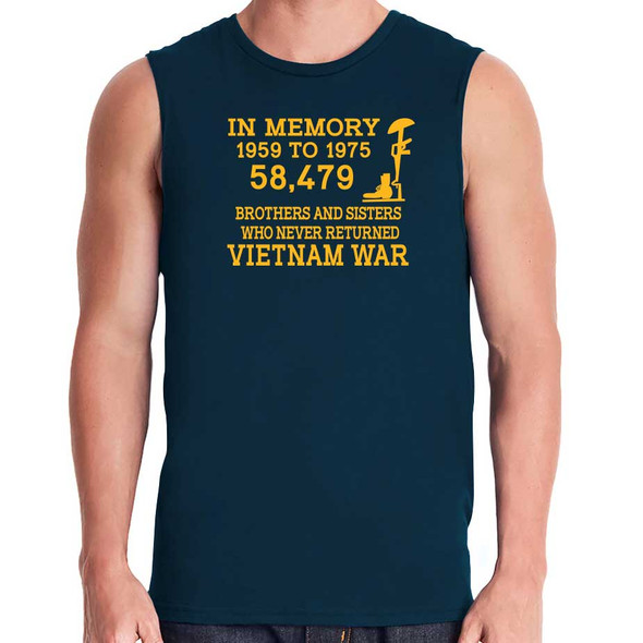 vietnam in memory navy blue sleeveless shirt
