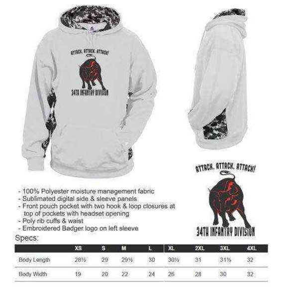 army 34th infantry division motto digital camo hooded sweatshirt