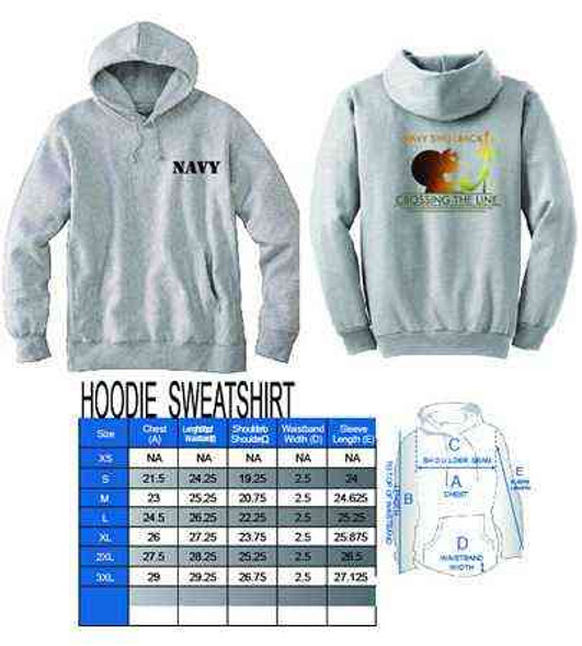 navy shellback crossing line hoodie sweatshirt