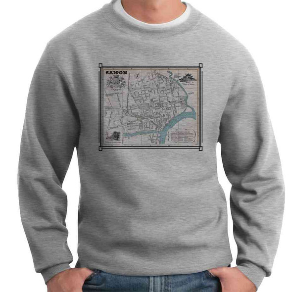 saigon map blue river crewneck sweatshirt
