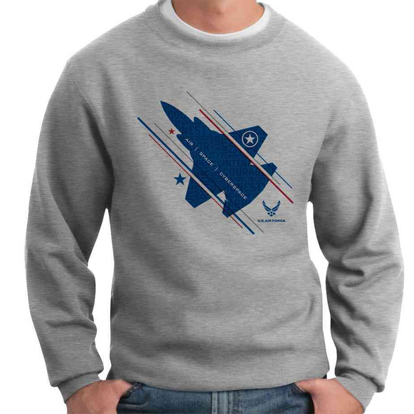 officially licensed u s air force jet and stars crewneck sweatshirt