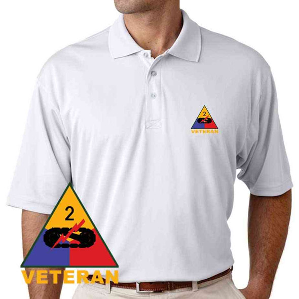 army 2nd armored division veteran performance polo shirt