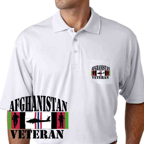 afghanistan vet chopper soldier performance pocket polo shirt