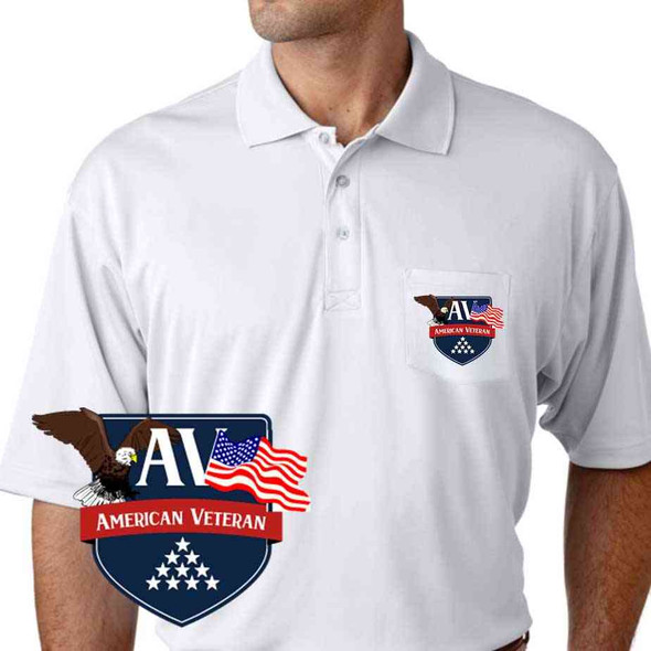 american veteran eagle us flag performance pocket polo shirt