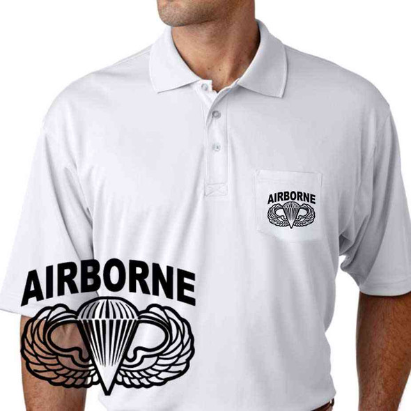 airborne parachutist performance pocket polo shirt