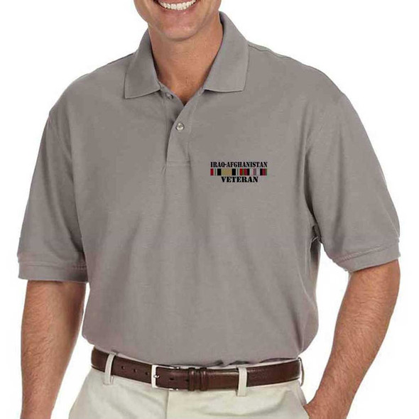 gulf war veteran ribbon grey performance polo shirt gulf war veteran ribbon grey performance polo shirt