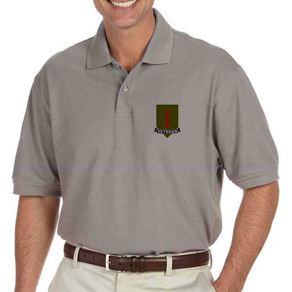 army 1st infantry division veteran grey performance polo shirt