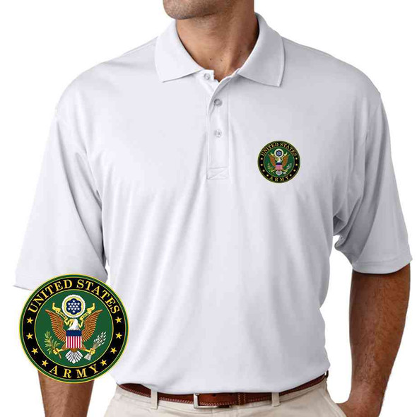 officially licensed u s army crest performance polo shirt