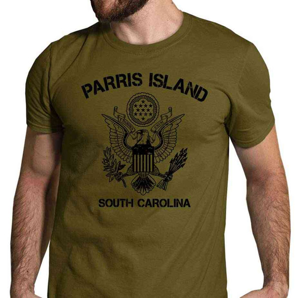 us marines tshirt parris island great seal united states in olive drab