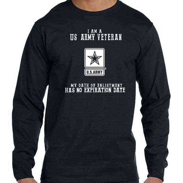 officially licensed us army veteran long sleeve black shirt oath enlistment and us army logo