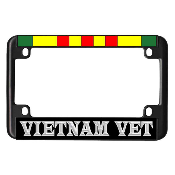 Vietnam Veteran Service Ribbon Black Metal Motorcycle License Plate Frame