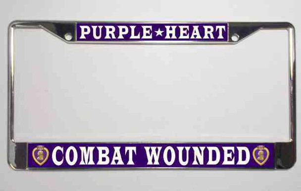 purple heart combat wounded license plate frame