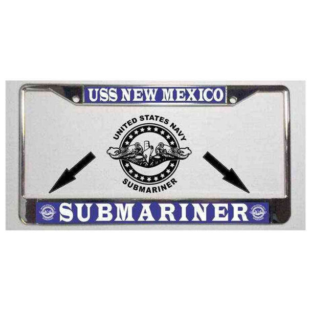 navy submarine badge uss new mexico license plate frame