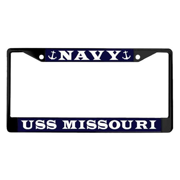 uss missouri powder coated license plate frame