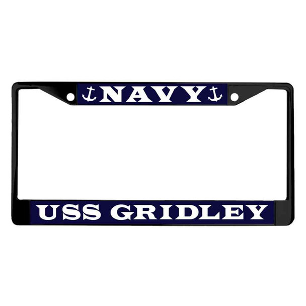 uss gridley powder coated license plate frame
